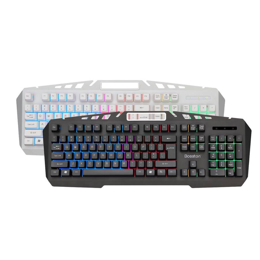 Bàn phím Bosston k330 USB  -  Led nền 7 màu có giá đỡ điện thoại