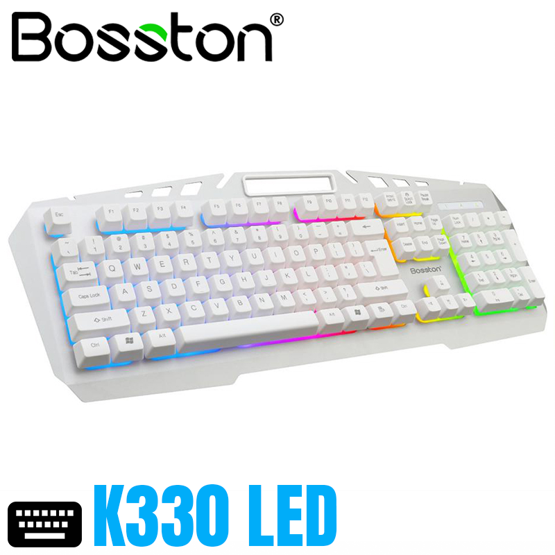 Bàn phím Bosston k330 USB  -  Led nền 7 màu có giá đỡ điện thoại