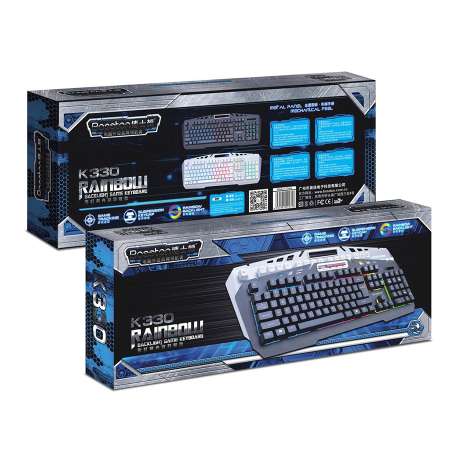 Bàn phím Bosston k330 USB  -  Led nền 7 màu có giá đỡ điện thoại