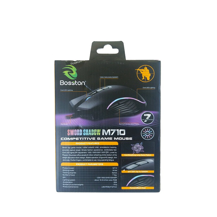 Chuột Bosston M710 chuyên game  LED RGB ấn tượng