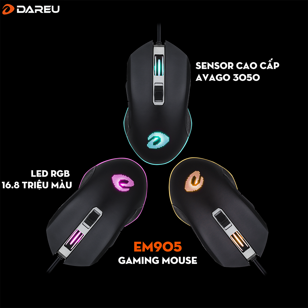 Chuột Gaming DAREU EM905 chính hãng - Kết nối USB có Led