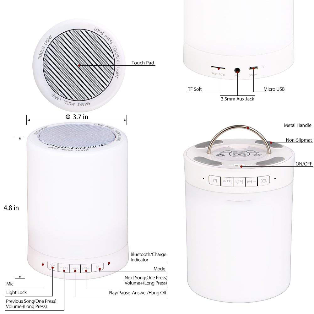 Loa bluetooth mini Y02 đèn cảm ứng 7 màu