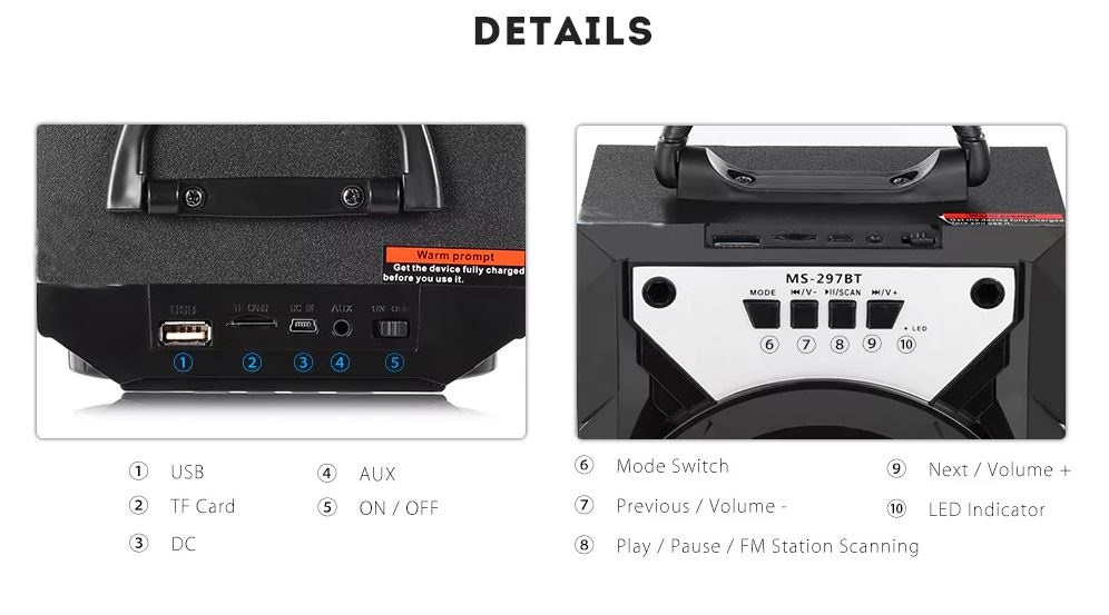 Loa Bluetooth xách tay MS-297BT