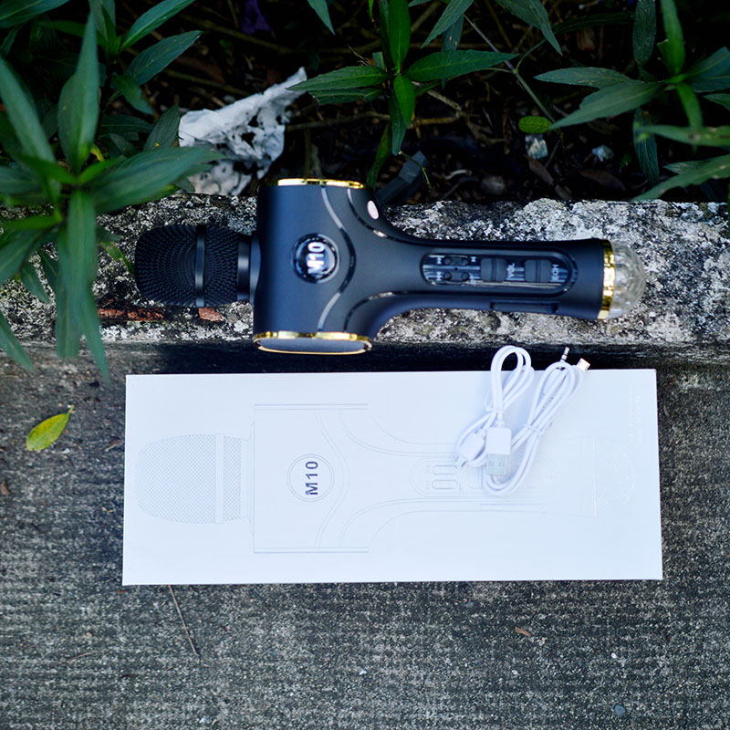 Mic hát karaoke cao cấp TX M10 Đèn Led 2 loa kép