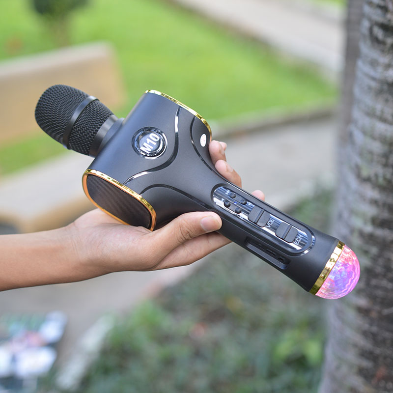 Mic hát karaoke cao cấp TX M10 Đèn Led 2 loa kép