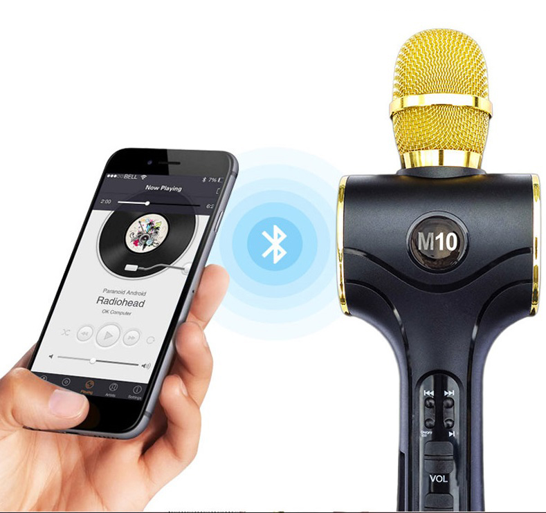 Mic hát karaoke cao cấp TX M10 Đèn Led 2 loa kép