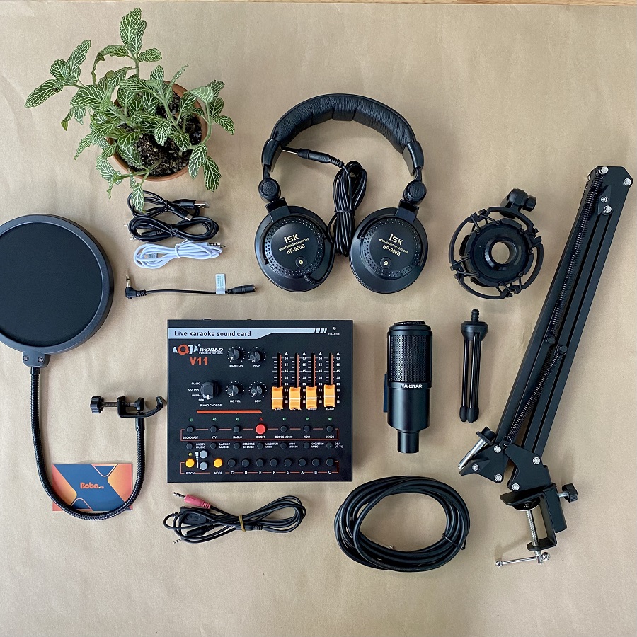 Combo micro PC K320 Soundcard V11 Chân màn kẹp đầy đủ Full Livestream