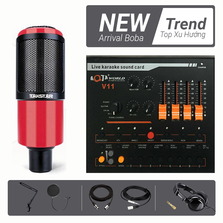 Combo micro PC K320 Soundcard V11 Chân màn kẹp đầy đủ Full Livestream