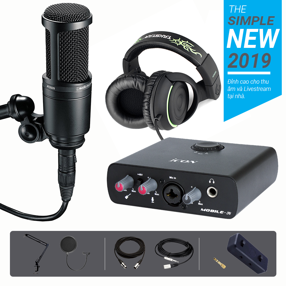 Combo mic Technical AT2020 Icon Mobile R HD 6000 MA1 Chân màn kẹp Full
