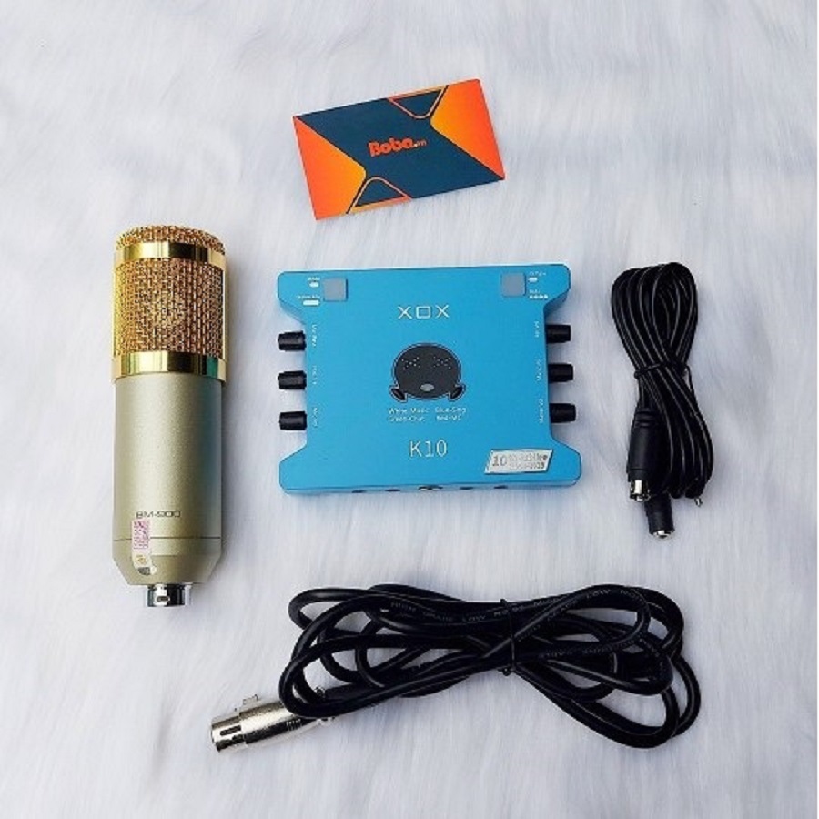Bộ mic karaoke livestream trực tuyến giá rẻ chất lượng cao soundcard K10  mic BM900