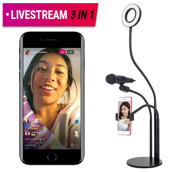 Chân đế để bàn gắn micro thu âm MB5 - 3 IN 1 có đèn Led