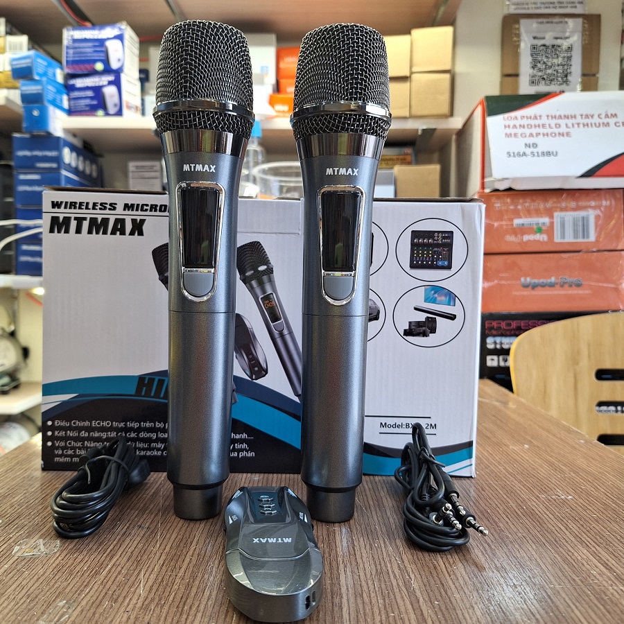 Micro karaoke hát trên xe hơi 2 mic chất lượng cao