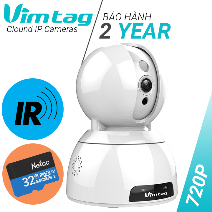Camera ip 360 Vimtag CP2 - HD 720 báo động từ xa có đàm thoại hai chiều