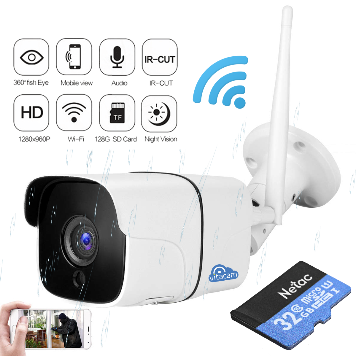 Camera IP ngoài trời Vitacam VB1080 II - Hỗ trợ ghi âm đàm thoại 2 chiều