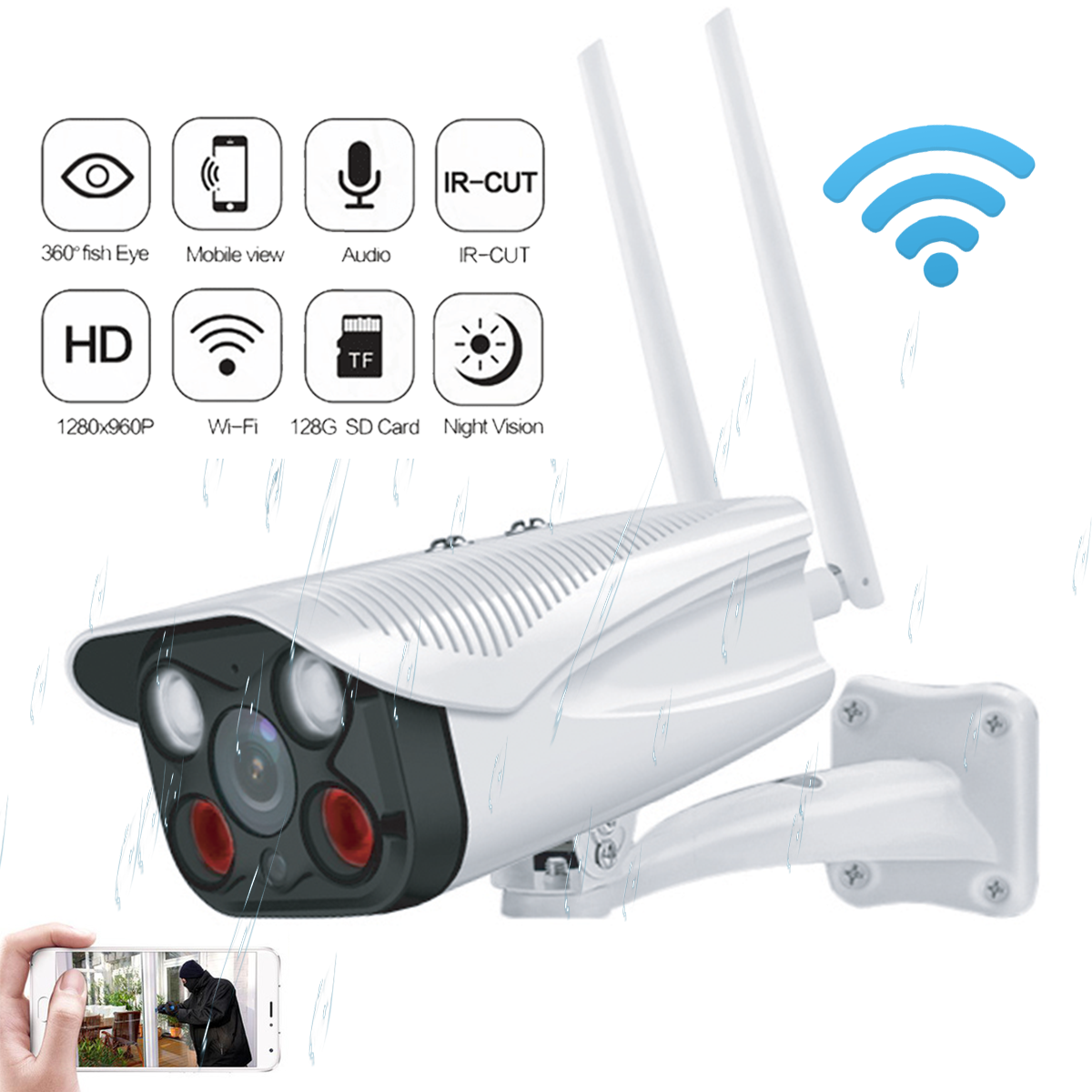 Camera IP ngoài trời  Vitacam VB720 Pro - Chống nước IP67  Quay video màu ban đêm