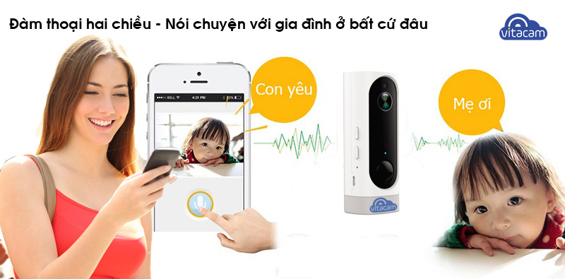 Camera IP Wifi Vitacam BA1080 Full HD1080 tích hợp pin 3000Mah -130 Độ tặng kèm thẻ 32GB