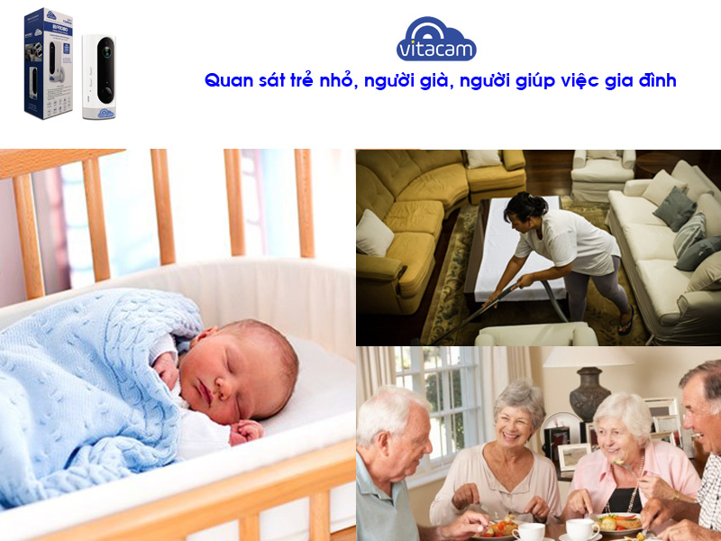 Camera IP Wifi Vitacam BA1080 Full HD1080 tích hợp pin 3000Mah -130 Độ tặng kèm thẻ 32GB