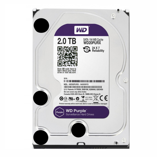 Ổ cứng HDD Western 2TB Tím - Chuyên dụng cho Camera NVR Renew