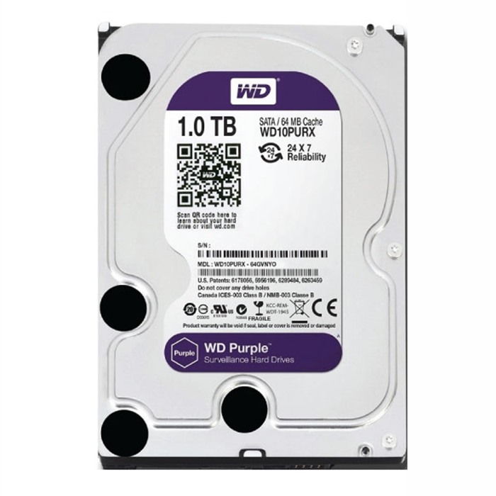 Ổ cứng WD 1TB Tím chuyên dùng cho đầu ghi NVR và Camera ip - Hàng Renew