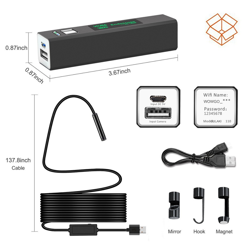 Camera nội soi không dây cho điện thoại Android, iOS và máy tính TX555