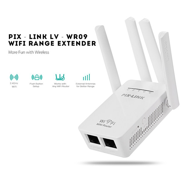 Thiết bị kích sóng wifi PIX-LINK 4 ăng ten LV-WR09
