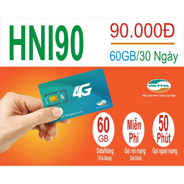Sim 4G Viettel khuyến mãi 60GB, gọi miễn phí