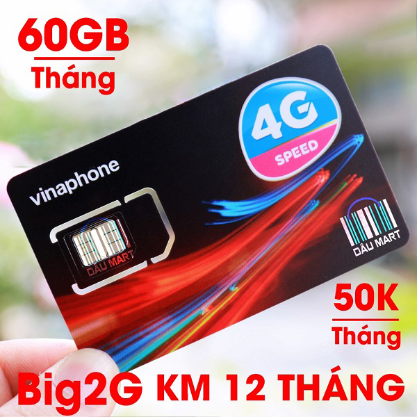 Sim 4G Vinaphone khuyến mãi 60 Gb/tháng chỉ với 50k/tháng