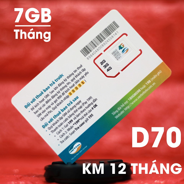 Sim Dcom 4G Viettel trọn gói 1 năm, mỗi tháng 7 GB tốc độ cao