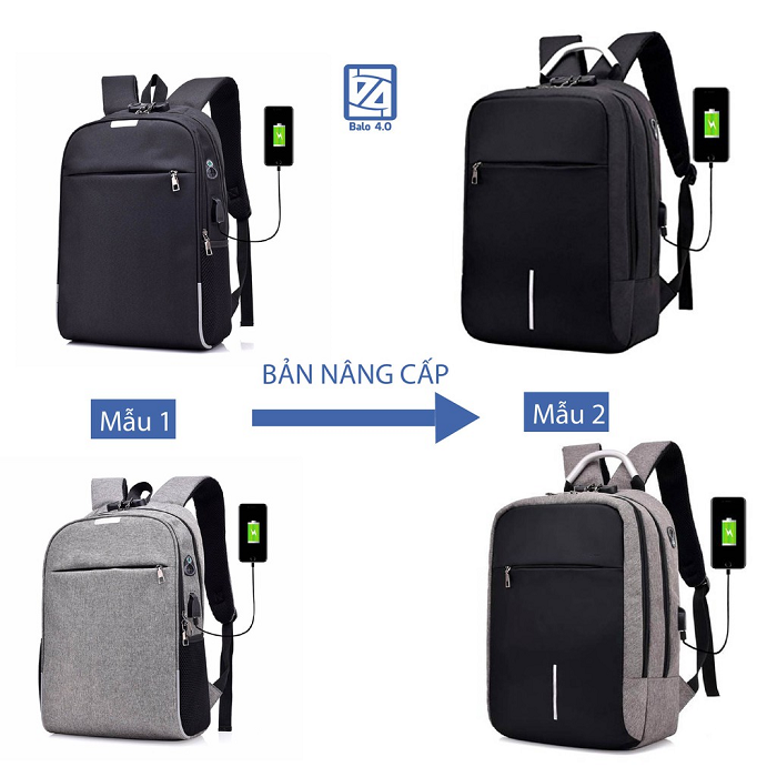 Balo Nam Nữ Chống Trộm Mã Khóa Có Sạc Điện Thoại Tai Nghe Siêu Nhẹ Phản Quang