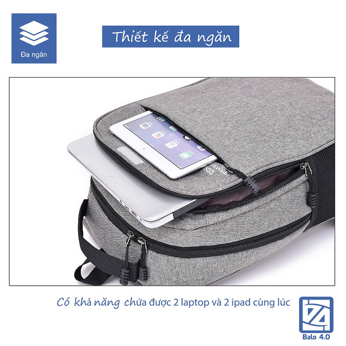 Balo Nam Nữ Chống Trộm Mã Khóa Có Sạc Điện Thoại Tai Nghe Siêu Nhẹ Phản Quang