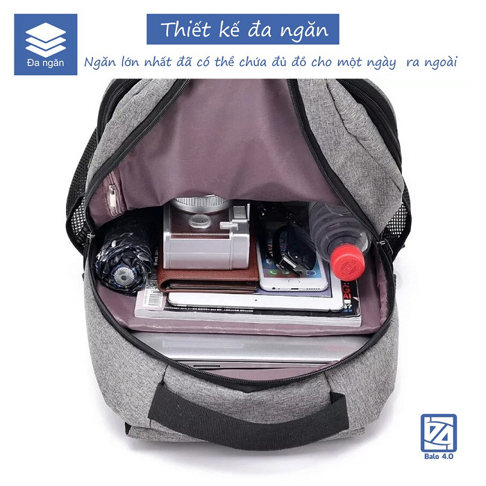 Balo Nam Nữ Chống Trộm Mã Khóa Có Sạc Điện Thoại Tai Nghe Siêu Nhẹ Phản Quang