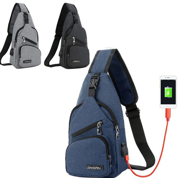 Túi đeo chéo nam Hàn Quốc chống trộm có cổng USB tiện dụng HOT 2018