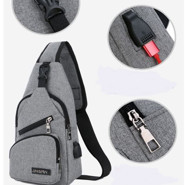 Túi đeo chéo nam Hàn Quốc chống trộm có cổng USB tiện dụng HOT 2018
