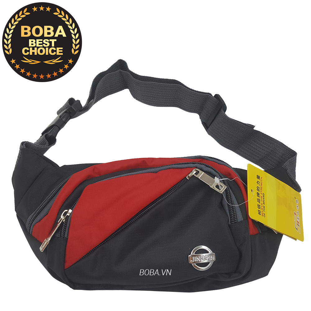 Túi đeo bụng hoặc đeo chéo Jingpin M576 - Đỏ phối đen