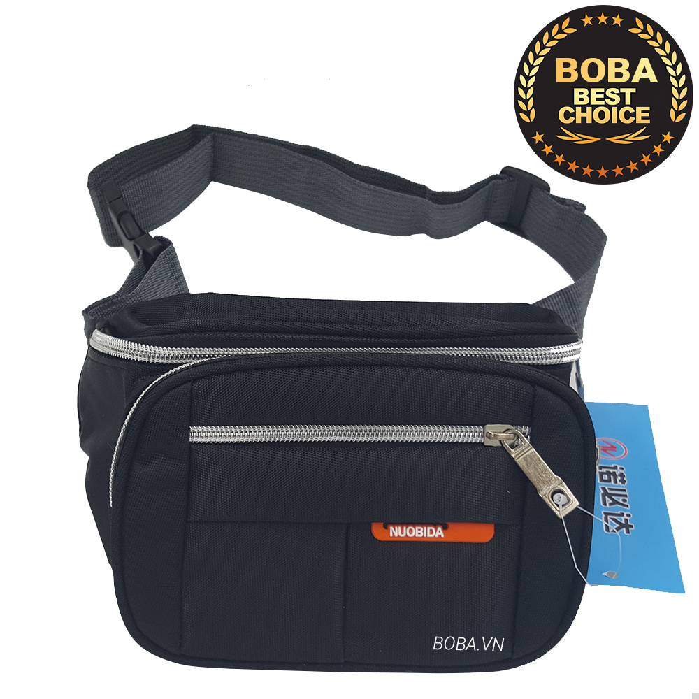 Túi đeo bụng hoặc đeo chéo Nuobida vải dù B575 - Full Black