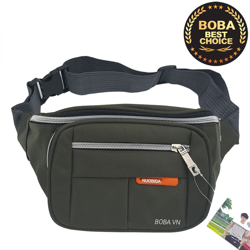 Túi đeo bụng hoặc đeo chéo Nuobida vải dù B577 - Full Brown