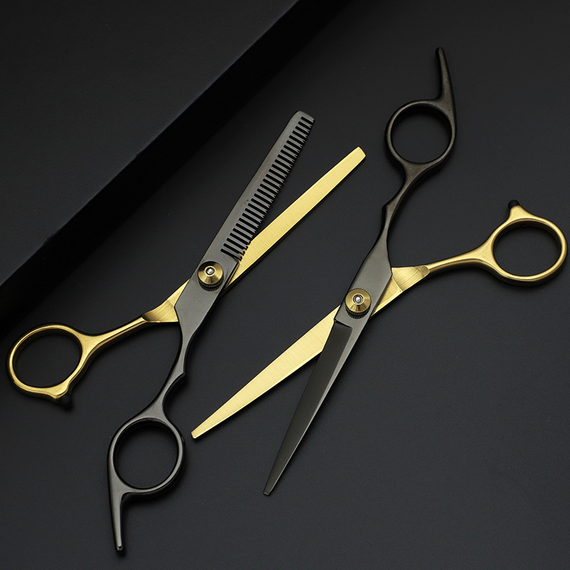 Bộ kéo cắt và tỉa màu đen và vàng cao cấp dùng cho tiệm hoặc gia đình