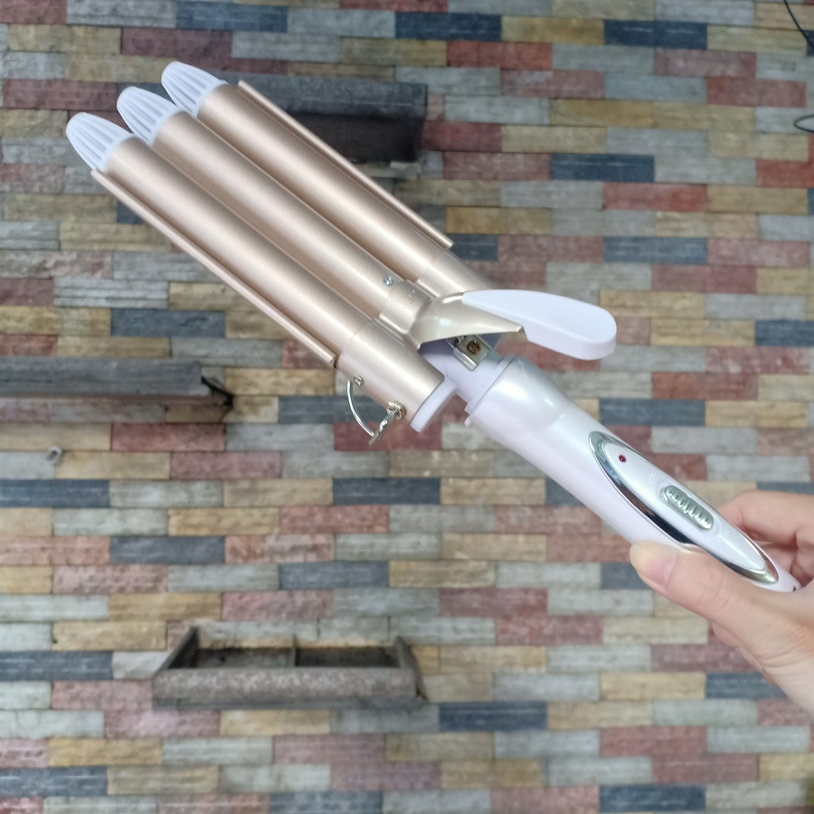 Máy Uốn Tóc Gợn Sóng Làm xoăn tóc 3 trục KEMEI KM 1010 chính hãng cao cấp