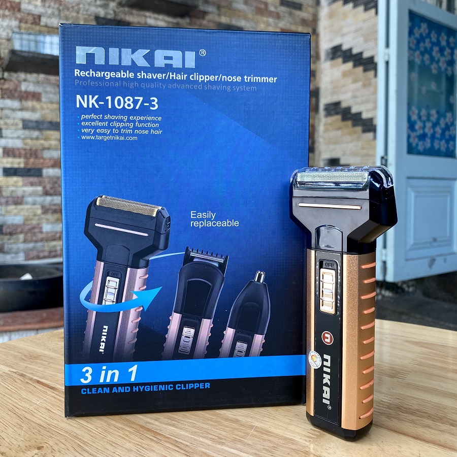 Tông đơ cắt tóc Nikai NK-1087 có ba chế độ cắt tóc cạo râu và cắt lông mũi