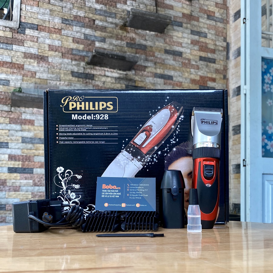Tông đơ cắt tóc Philips 928 cao cấp - Bộ có sẵn 2 pin