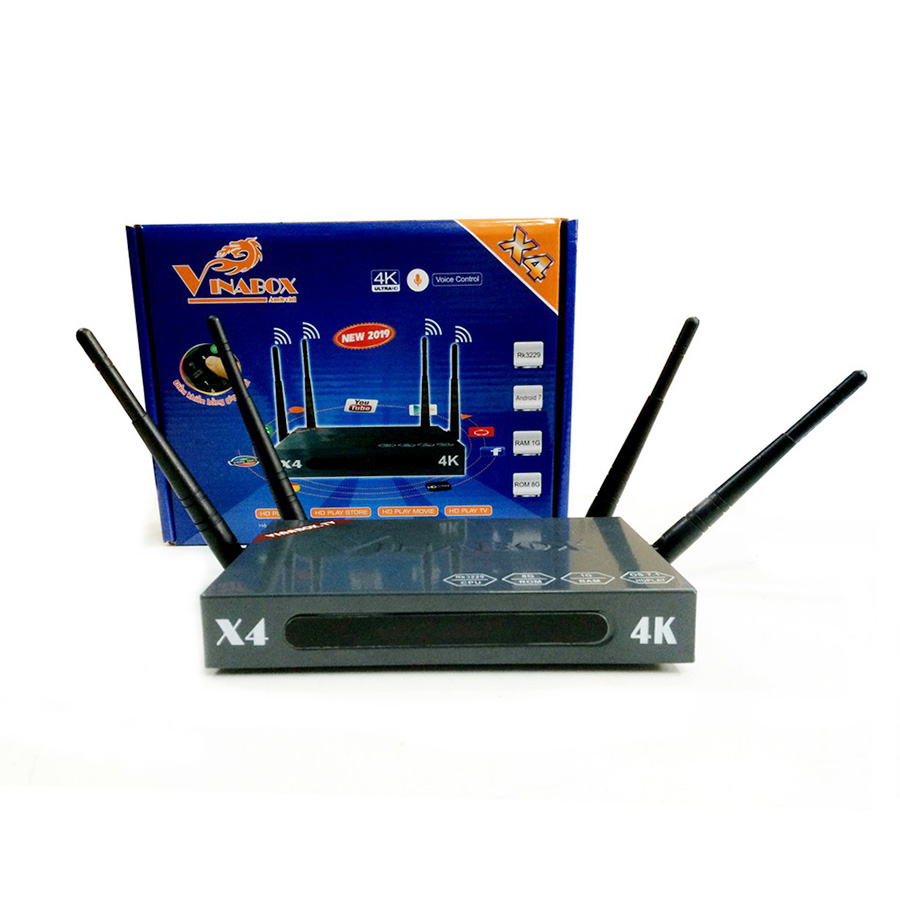 VinaBox X4 2019 Android 7.1  Ram 1G hỗ trợ 4 râu wifi mạnh mẽ Dolby Google Assistant