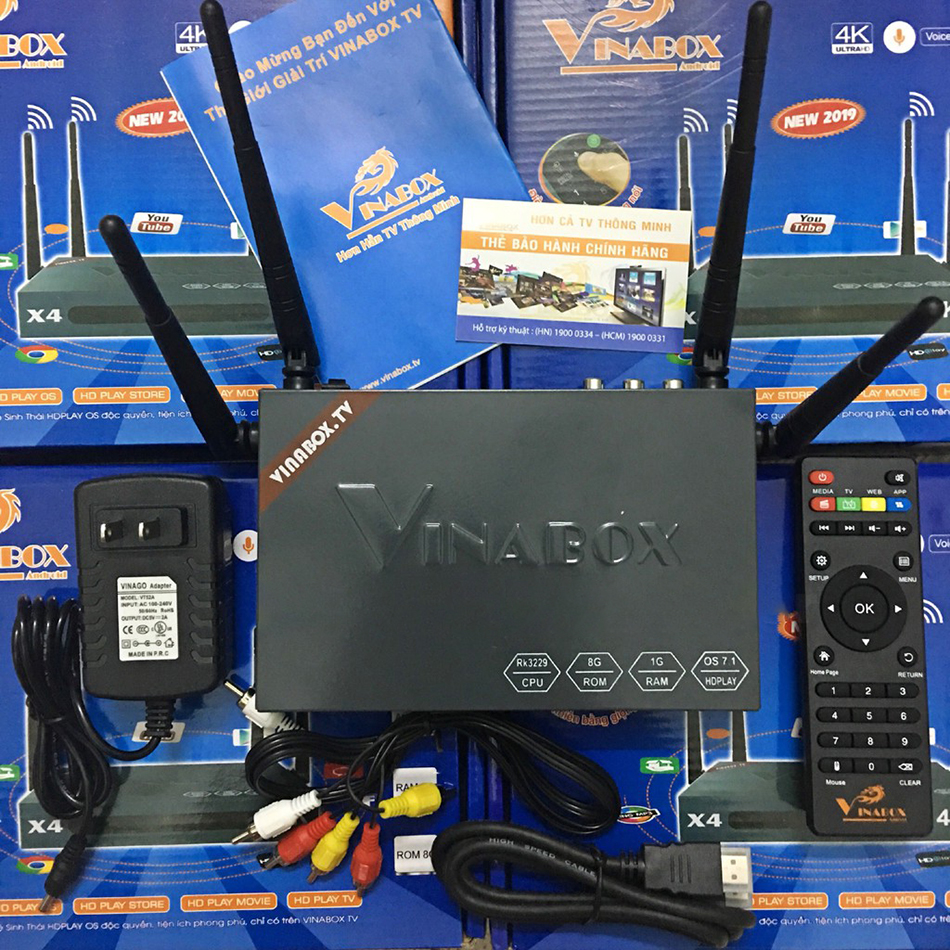 VinaBox X4 2019 Android 7.1  Ram 1G hỗ trợ 4 râu wifi mạnh mẽ Dolby Google Assistant