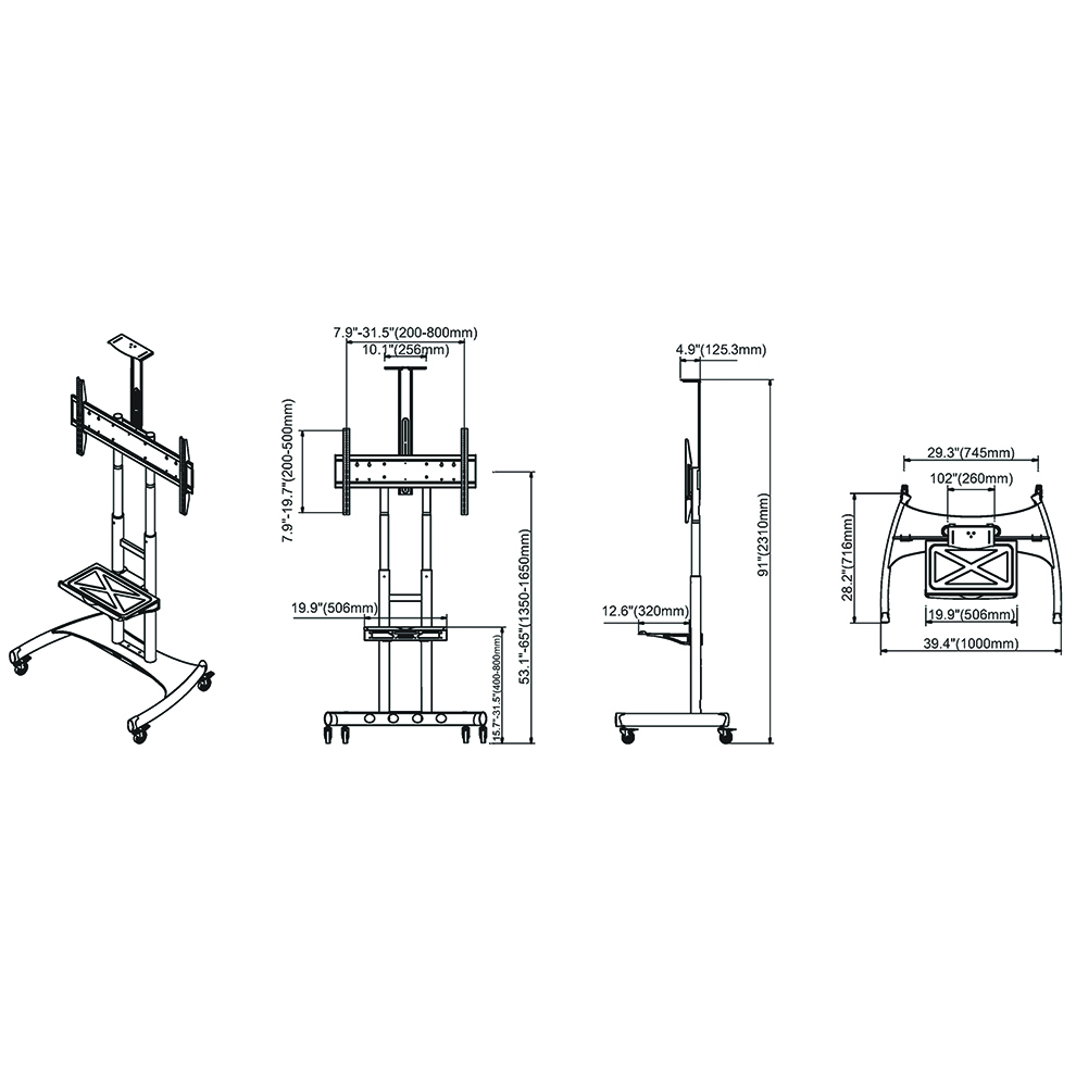 Cột treo tivi di động AVA1800-70-1P ( 55-90inch )