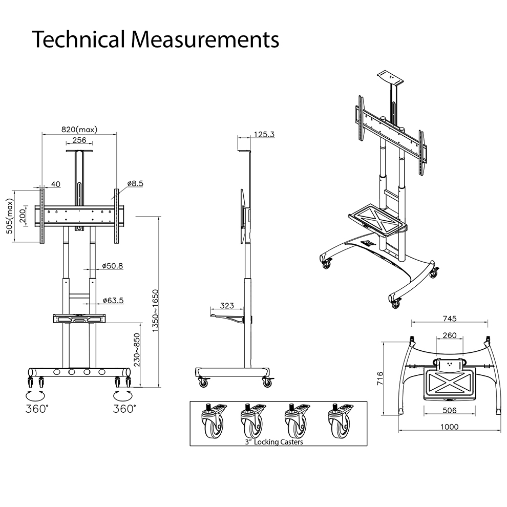 Cột treo tivi di động AVA1800-70-1P ( 55-90inch )