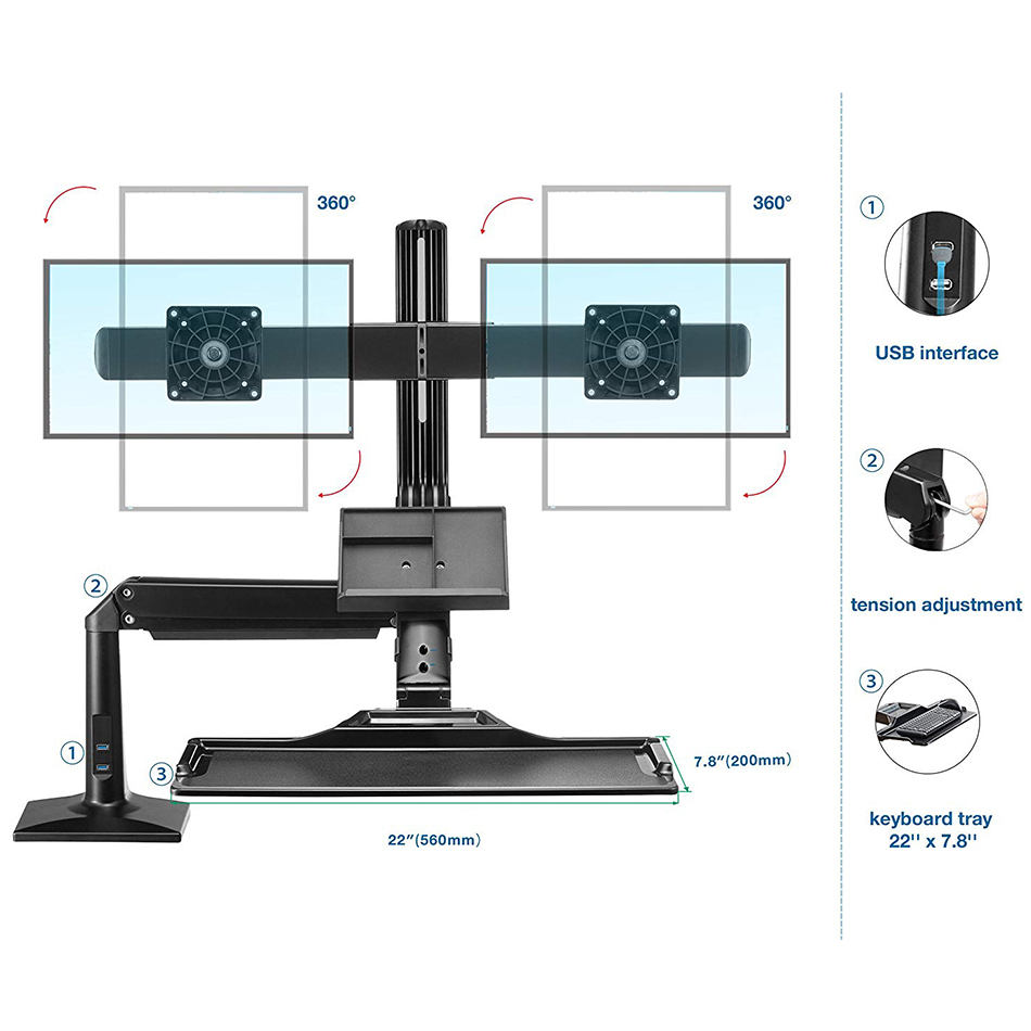 Khung treo gắn bàn LCD đôi FC24 2A ( 19 - 24 inch)