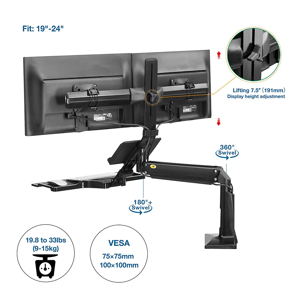 Khung treo gắn bàn LCD đôi FC24 2A ( 19 - 24 inch)