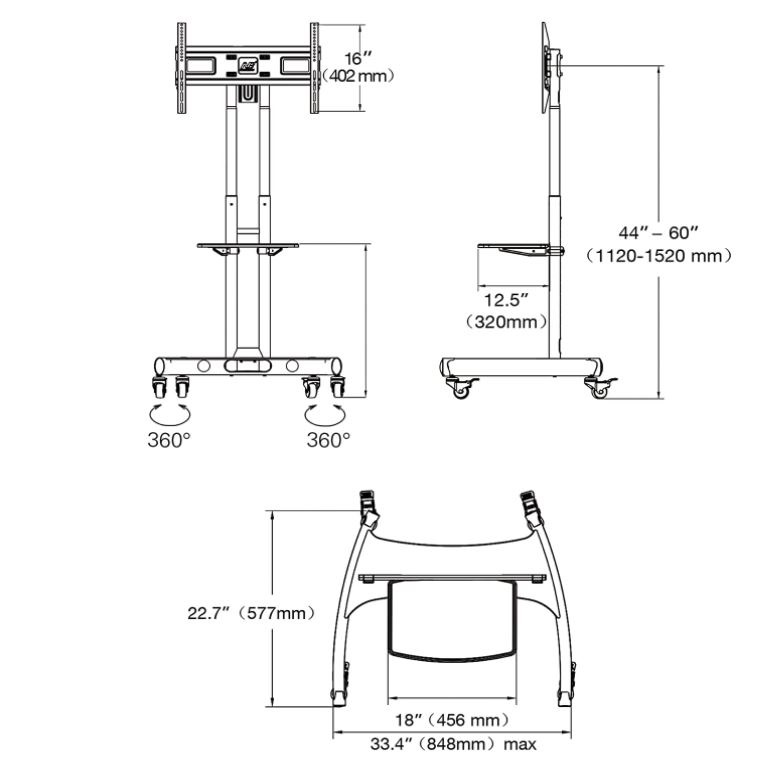 Cột treo tivi di động AVA1500 1P (32 - 75 inch) nhập khẩu