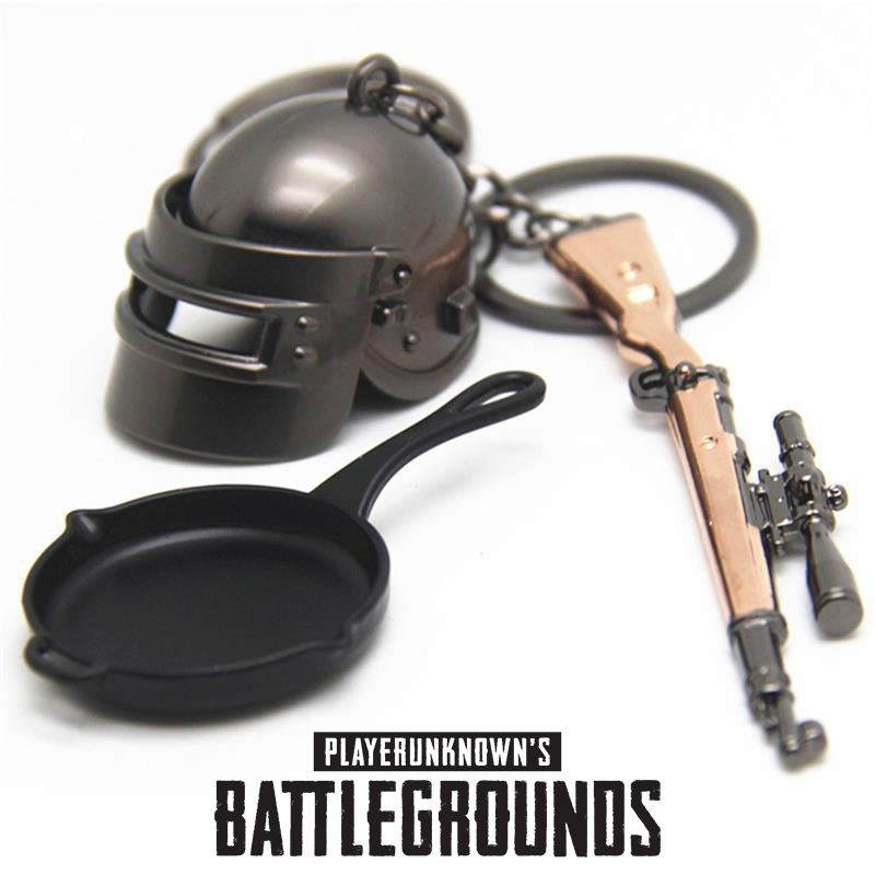 (Hot Deal) Bộ combo 3 móc khóa PUBG Mũ cối - lựu đạn - Súng có bán lẻ từng món