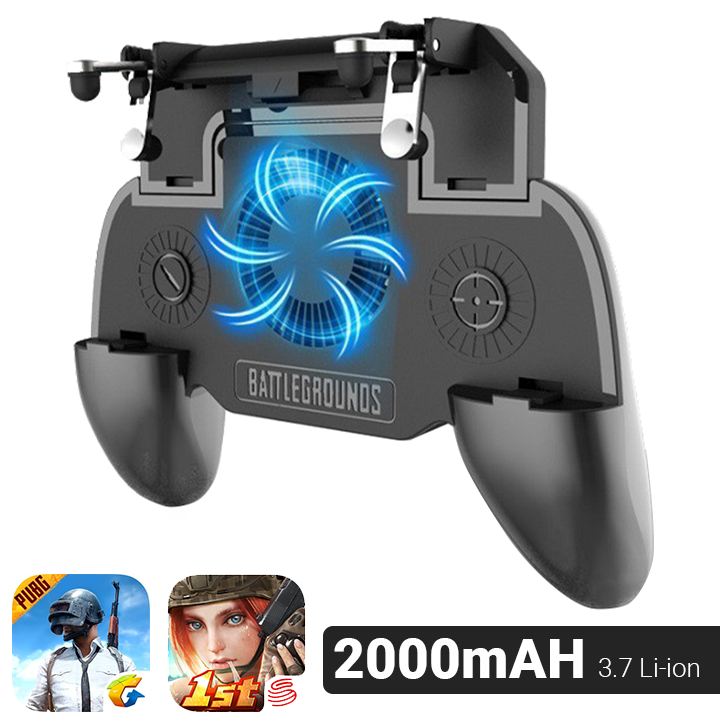 Tay kẹp nút bắn có quạt tản nhiệt SR3 - Pin 2000Mah PUBG ROS FF  Call of Duty