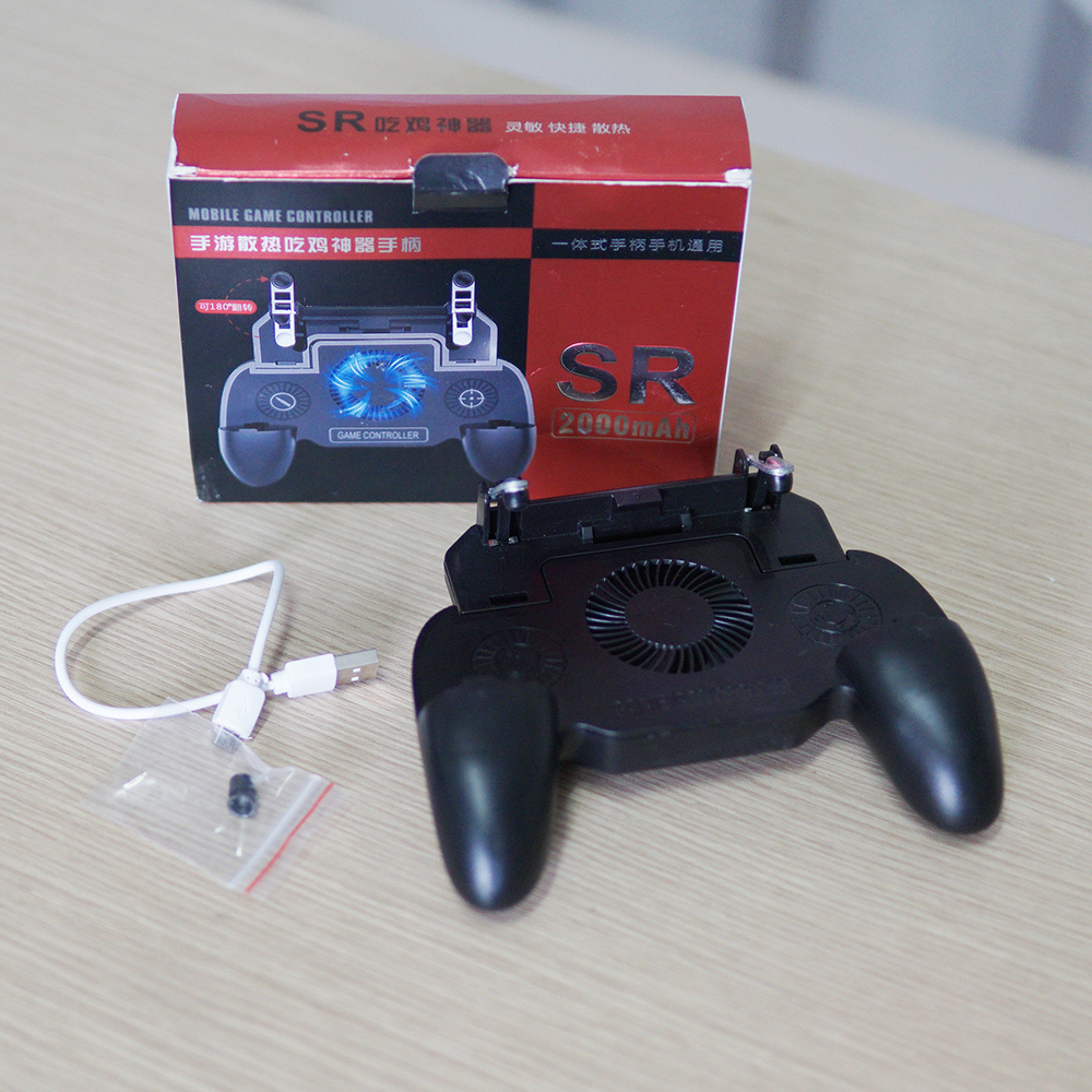 Tay kẹp nút bắn có quạt tản nhiệt SR3 - Pin 2000Mah PUBG ROS FF  Call of Duty